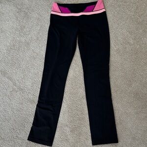 Lululemon Black Yoga Pants with Pink Accent Waistband